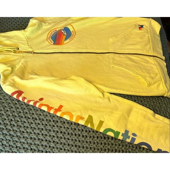 Aviator Nation Women’s Full Zip Hoodie - Neon Yellow - M - READ - Picture 4 of 12